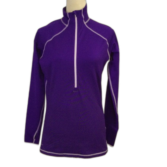 Nike Shirt Women’s Size Large Purple L Sleeve Pullover 1/2 Zip Front Pro Dri Fit - Picture 1 of 10